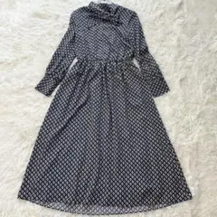 ✨極美品✨ アンタイトル 23SS ビンテージ風ジオメ柄 ボウタイワンピース
