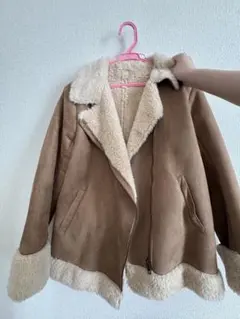 ブラウン ムートン風ショートコート　M