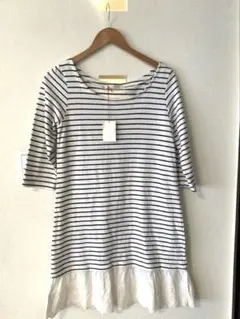 【新品未使用タグ付き】CHILD WOMAN ボーダーワンピース　Fサイズ七分袖