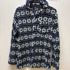 美品フリースジャケット 雪の結晶柄 Mメンズボアジャケットフリースジャケット