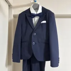キッズ フォーマルスーツ 4点セット。ネイビー 120cm