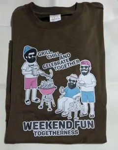 WEEKEND FUN プリントTシャツ ブラウン 4Lサイズ