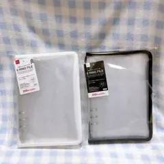 ・6リングファイル　A5　グレー　・6リングファイル用　クリアポケット　計2点