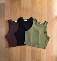 クロップドアメスリタンクトップ 3色セット(バラ売り可)