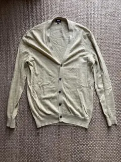 ユニクロUNIQLO リネンブレンドVネックカーディガン　メンズ　麻混　Mサイズ