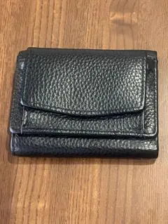 コンパクト財布　ブラック　三つ折り　レディース　メンズ　牛革　本革