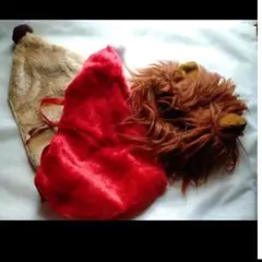 ペット用コスプレ　クリスマスライオン たてがみ かぶりものセット