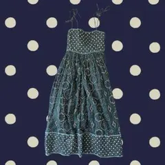 キャミワンピース 青緑色 ロング丈 古着