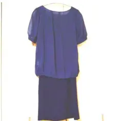 【美品】Simplicite ネイビーシアー 半袖セットアップ
