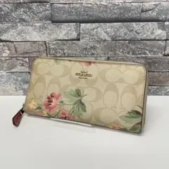 COACH 花柄 長財布 ベージュ