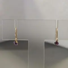 K18 パープルストーン フックピアス 刻印あり - メルカリ