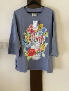 ScoLar 花柄×猫グラフィックカットソー