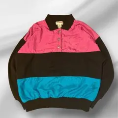 EXCHANGE SPORT 異素材切替 ニット プルオーバー レトロ