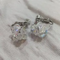 クリスタル 透明 フラワーデザイン イヤリング