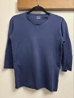 SHIPS ネイビー 七分袖カットソー