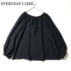 美品】EVERYDAY I LIKE ギャザースリーブブラウス リネン 黒 - メルカリ