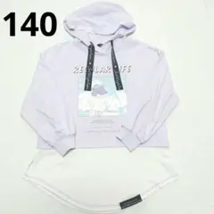 ​140✨レイヤード風パーカー ラベンダー 重ね着風 女の子 長袖 春夏 春服