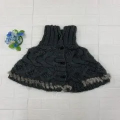 ジュエリウム　ポンチョ　カーディガン　ニット　タッセル　ガーリー　グレーのサムネイル