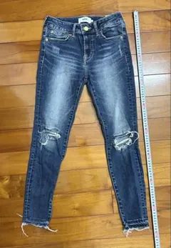 AZUL ダメージ加工スキニーデニム ダークブルー
