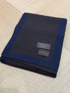 COACH ブラウンネイビー リバーシブルウールマフラー