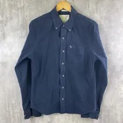 C55 ネイビー 100%コットン長袖シャツ