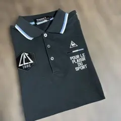 【美品】le coq sportif ポロシャツ Lサイズ ブラック　刺繍