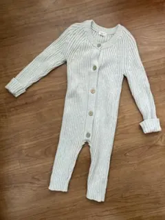 OAT CHILDREN/ Gray Ribbed Knit Playsuits