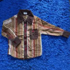 ストライプ コーデュロイ 長袖シャツ