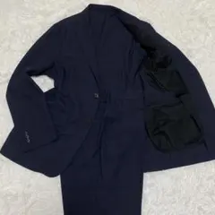 美品　XL GU ウォッシャブル チェック　サマースーツ メッシュ ネイビー　紺