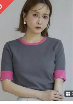 mysa closet 配色メロウTシャツ 半袖 Lピンク田中里奈しまむらのサムネイル
