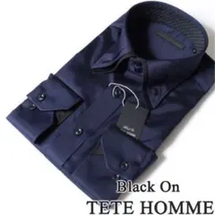 【未使用/M】TETE HOMME ドレスシャツ ダークネイビー ストライプ