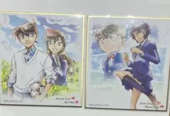 名探偵コナン art 色紙　工藤新一　毛利蘭　江戸川コナン　世良真純