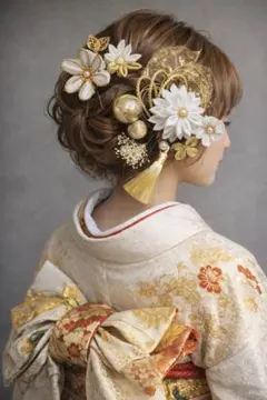 成人式　結婚式　七五三　つまみ細工　髪飾り　ヘッドドレス　ヘッドパーツ