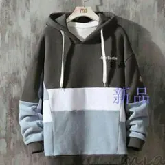 パーカー メンズ 長袖 春秋 フード付き 色切替 秋服 メンズ プルオーバーl