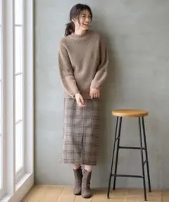 anyFam 【ウエストゴム/裏起毛】チェックボンディングタイトスカート 3