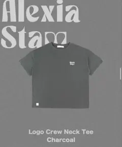 Alexia Stam Logo Crew Neck Tee L チャコール