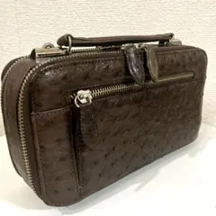 オーストリッチ　メンズセカンドバッグ　クラッチバッグ　本革　美品