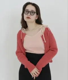 ピンク ニットカーディガン 長袖　TINA:JOJUN