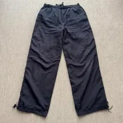 XL 黒 ワイドトラックパンツ Masurade 裾ドローコード