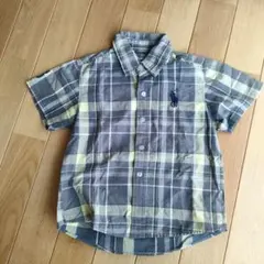 半袖チェックシャツ グレー・イエロー