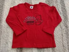 プチバトー 長袖カットソー 81cm レッド くま柄 80 ロンT