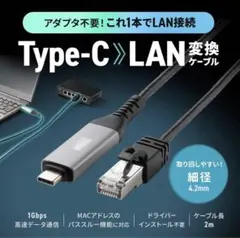 【新品】USB Type-C LAN変換ケーブル 2m