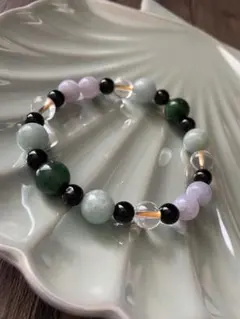 翡翠＆ブルーレース＆水晶＆黒水晶その他パワーストーンブレスレット