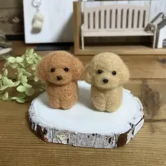 羊毛フェルト 仲良しおすわりトイプードル セットのサムネイル
