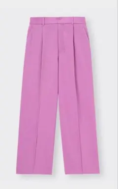 GU パープル ワイドパンツ プリーツ入り