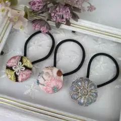 超お買い得♡リバティとインド刺繍 大きめくるみボタン(38ミリ) 豪華3