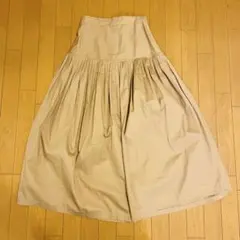 VIS スカート　ベージュ　スッキリ見えギャザー スカート