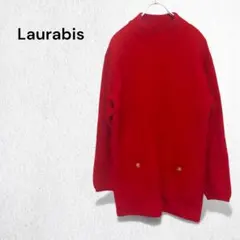 ラウラビス ニット セーター 長袖 ハイネック ポケット 肩パッド付 アンゴラ混
