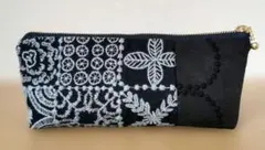 ミナペルホネン　フォレストタイル　ハンドメイドペンケース　未使用品　本革タブ付き