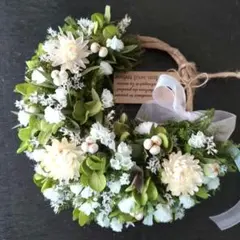 ドライフラワーハーフリース 三日月リースホワイトナチュラル